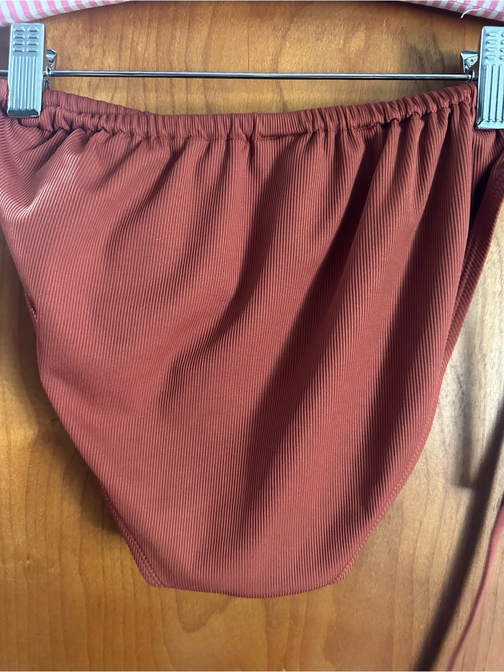 Shade & Shore Rust Bikini Top with Gathered Detail - Picture 5 of 6